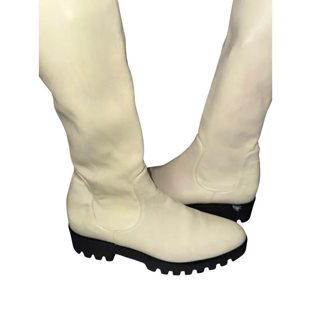 Theory Over-The-Knee Boot in Faux Leather White sz 9 US
